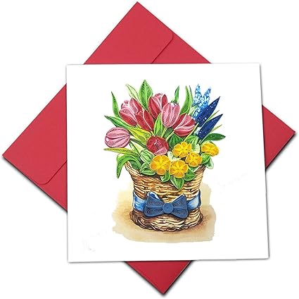 Tulip-Vase Card Romantic Valentine Him Her Birthday Anniversary