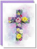 Purple Cross With Flower Card Thanks Giving Floral Mother Day