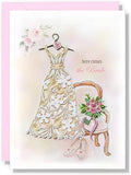 Here Comes The Bride Bride Broom Wedding Egagement Love 13cm x 17cm