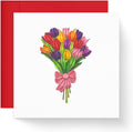 Multicolor Tulip Card Floral Birthday Anniversary Mother Day 15cm x