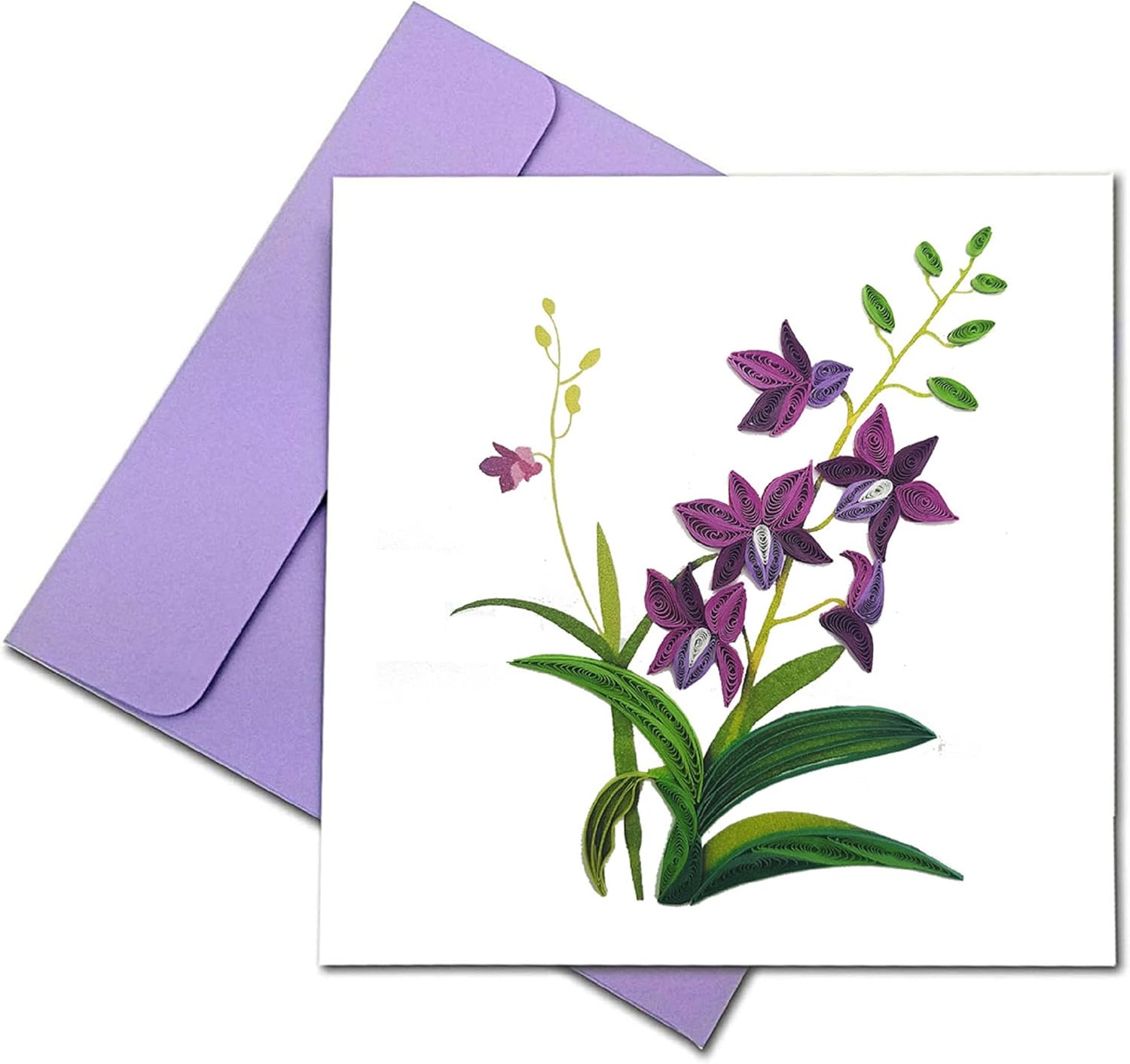 Purple Orchid Card Birthday Floral Romantic Mother Day 15Cm X 15Cm