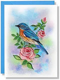 Pastel Rose And Bird (jun) Birthday Anniversary Mother S Day Animal