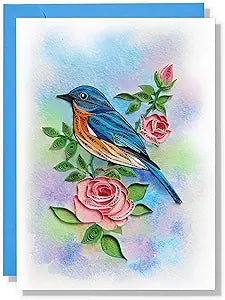 Pastel Rose And Bird (jun) Birthday Anniversary Mother S Day Animal