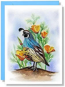 Poppy And Quail (Aug) Animal Floral Birthday Anniversary Mother Day