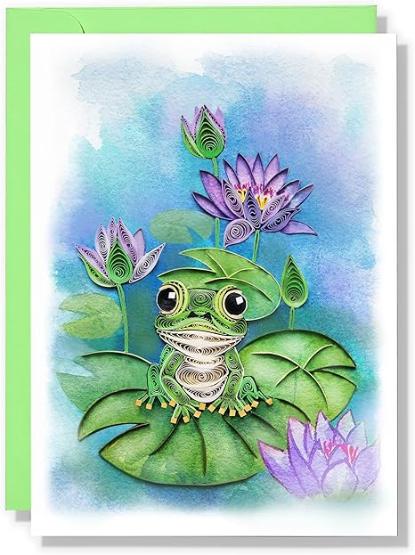 Water Lily And Frog (Jul) Animal Floral Birthday Anniversary Mother