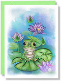 Water Lily And Frog (jul) Birthday Anniversary Mother S Day Animal