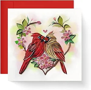 Cardinal Couple Birds Card Romantic Animal Thank You Anniversary