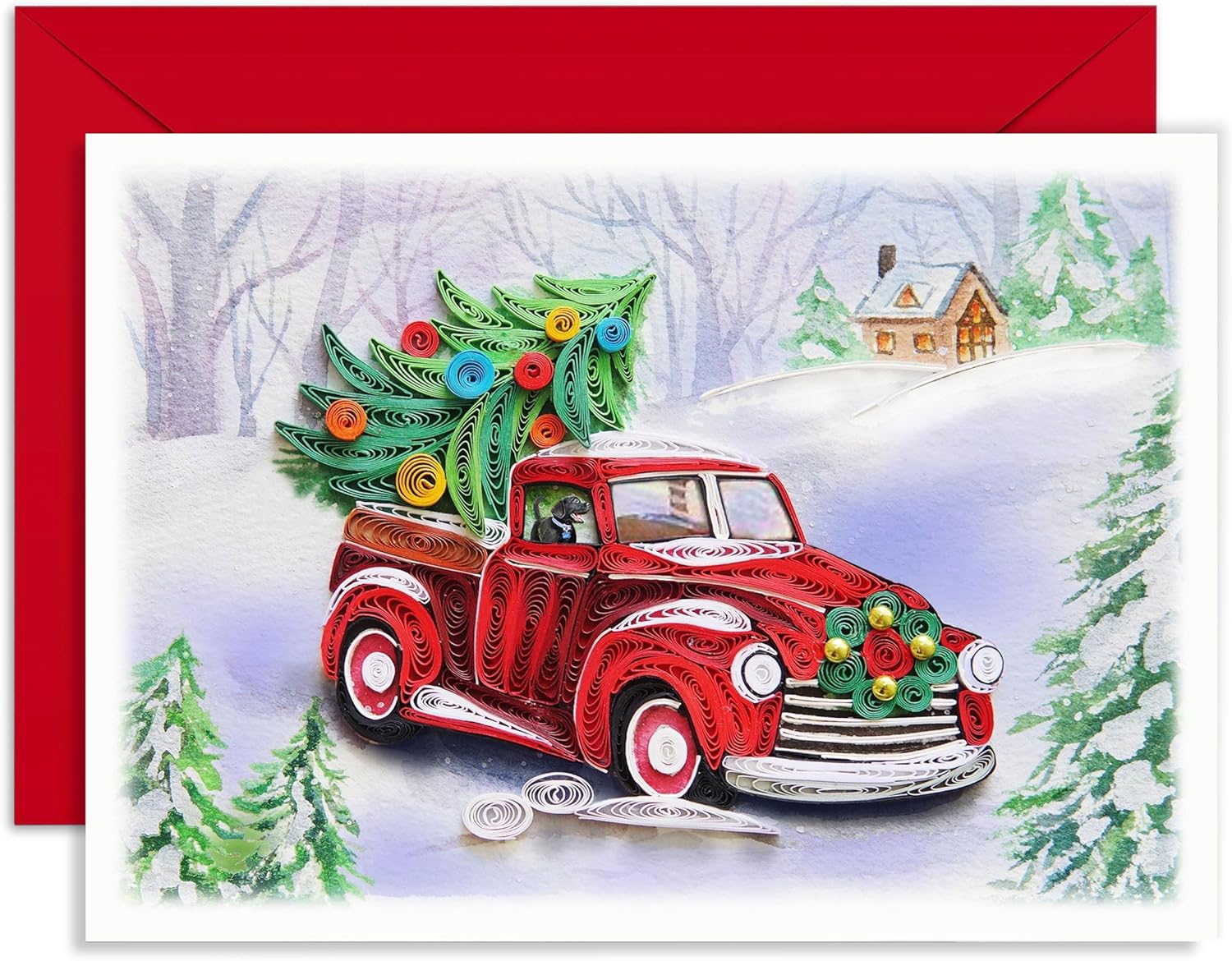 Retro Car Carrying Christmas Romantic Christmas Thank You Thinking Of