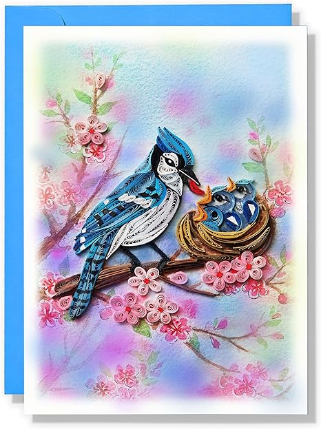 Blue Jay Quilling Card Birthday Anniversary Mother S Day Animal Floral