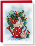 White and Red Poinsettia Chritsmas QUILL Card