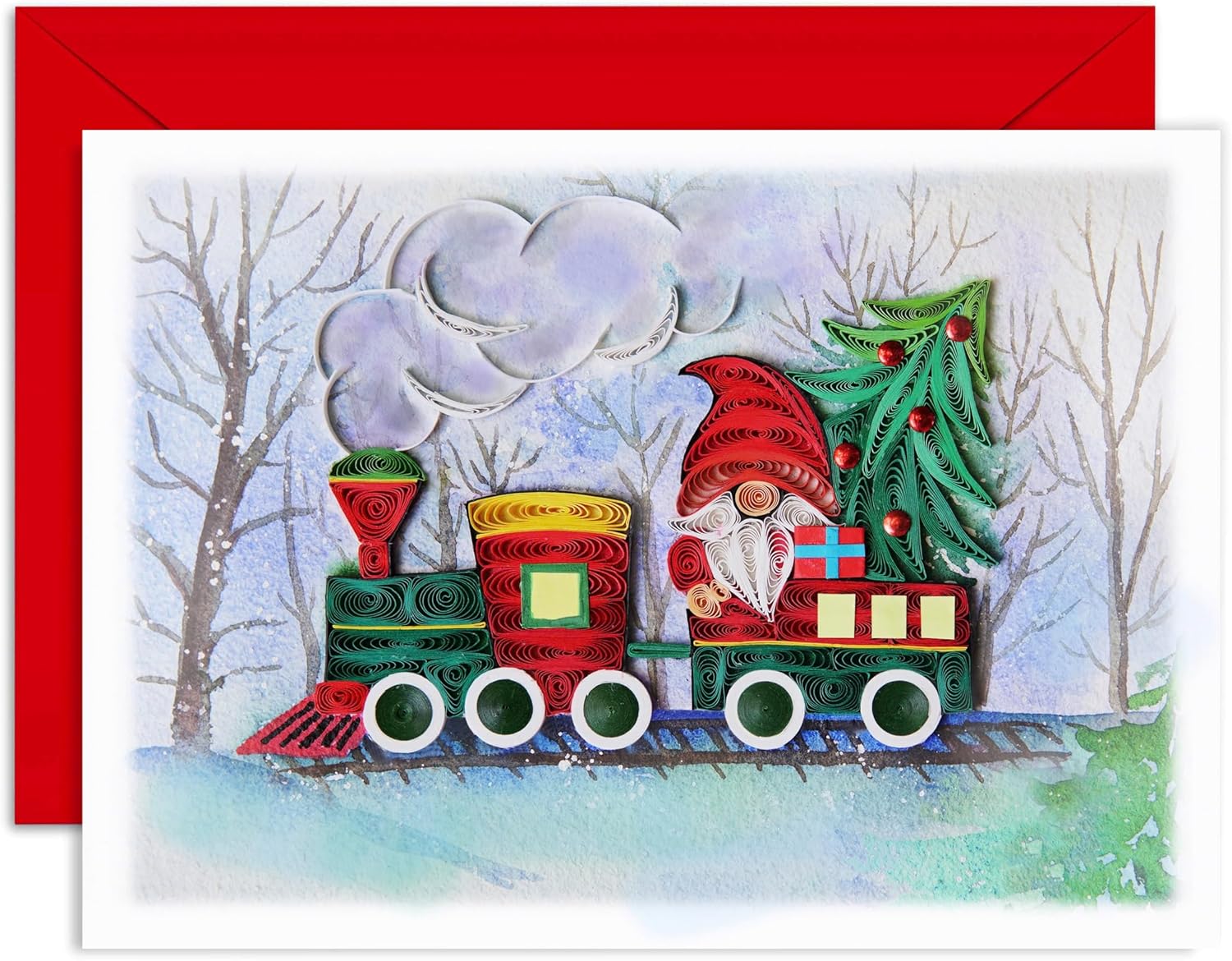 Santa And Train Christmas Quill Card Birthday For Kid Christmas