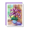 Purple Orchid Flower Card Floral Thank You Anniversary Birthday