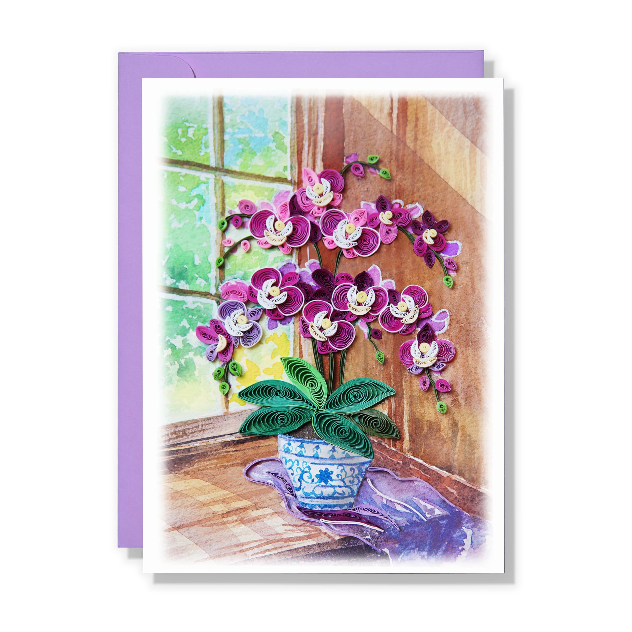 Purple Orchid Flower Card Anniversary Him Her Birthday Mother Day