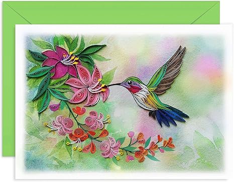 Hummings Birds And Flowers Quilling Card Birthday Anniversary Mother S