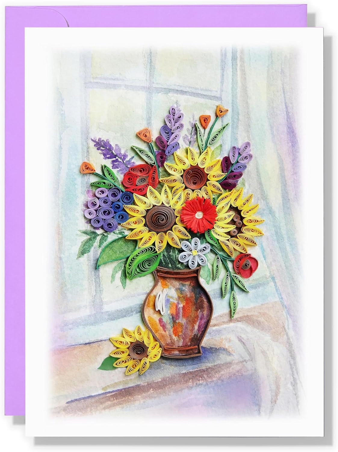 Sunflower In A Vase Quilling Card Floral Birthday Seasonal Monther Day