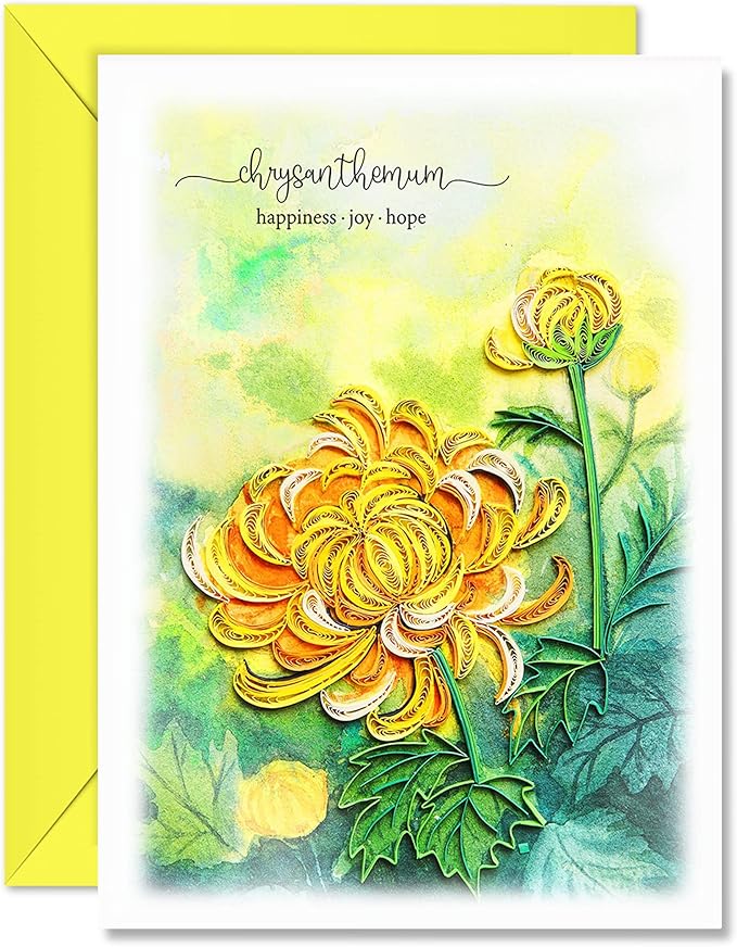 Yellow Chrysanthemum Floral Mother Day Anniversary Birthday 13Cm X