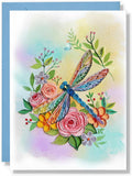 Colorful Dragonfly And Flowers Quilling Cards Birthday Anniversary