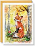 Fox In Autumn Card Animal Seasonal Thank You Birthday Anniversary
