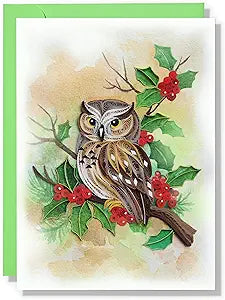 Holly And Owl (Dec) Birthday Anniversary Animal Floral Mother S Day