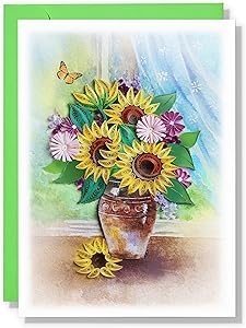 Colorful Sunflower In Vase Quilling Card Floral Mother Day