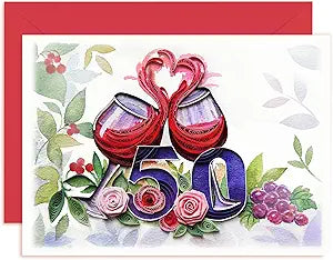 50th Anniversary Quilling Card (violet Or Yellow Rose) Romance