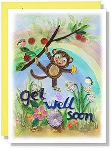 Get Well Soon Monkey Sympathy Animal Anniversary 13cm X17cm
