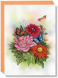 Peony, Dahlia And Holy Flowers Quilling Card Floral Animal Him Her