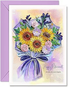 Sunflower Retirement Achievement Retiremant Floral Birthday 13Cm X17Cm