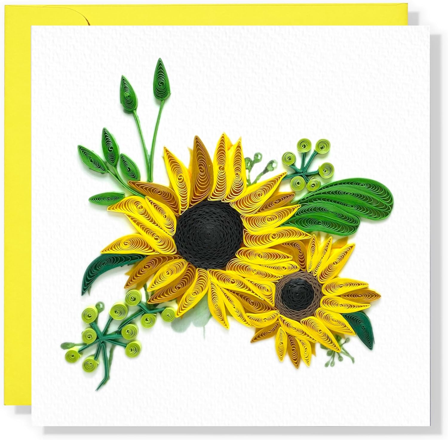 Two Sunflowers Bouquet Floral Birthday Anniversary Mother Day 15cm x