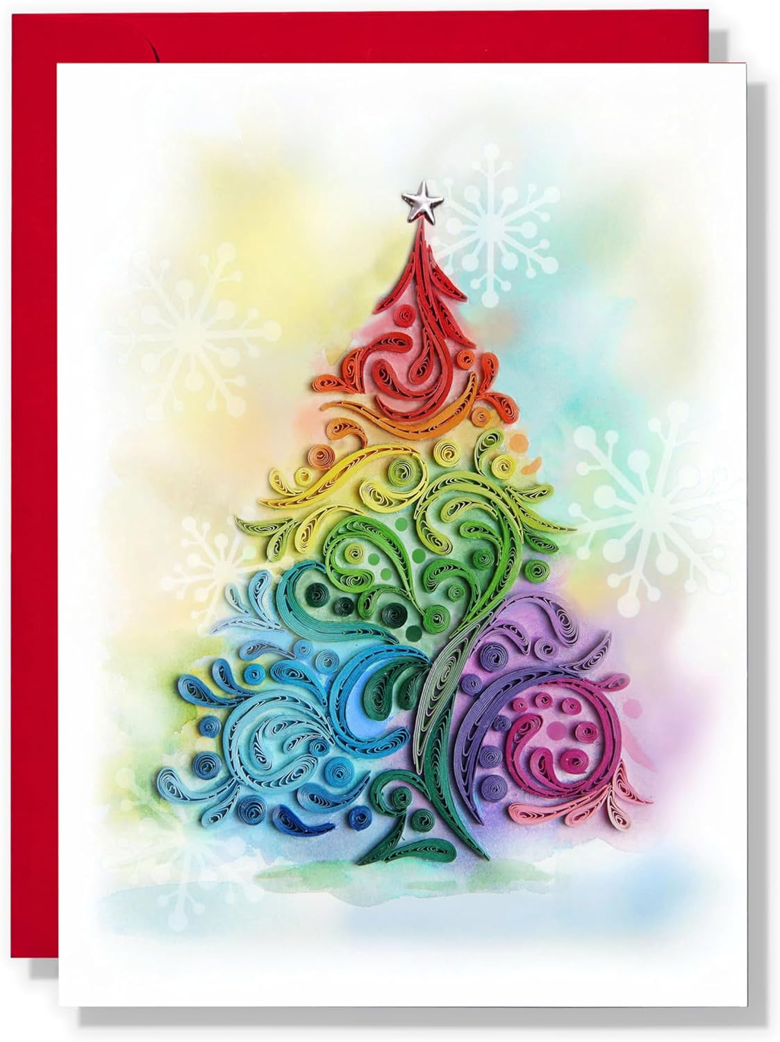 Christmas Tree Quill Card Christmas Floral Thank You Thinking Of You