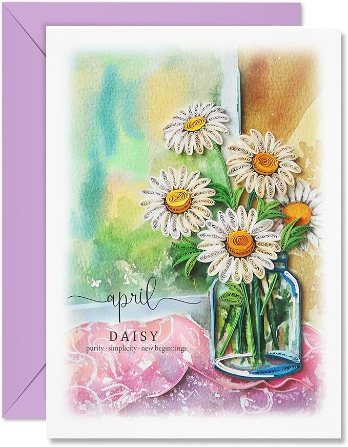 April Birth Flower Daisy Card Floral Romantic Mother Day Seasonal