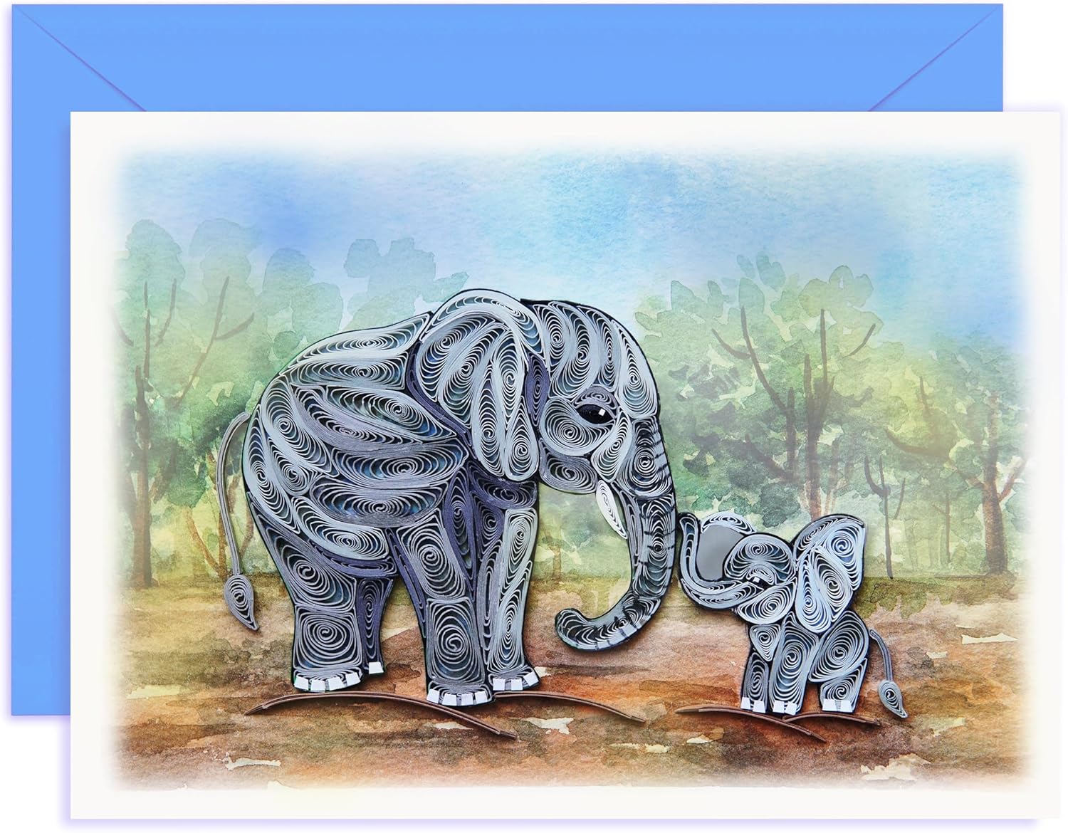 Elephant Mom And Kid Card Animal Birthday Mother Day Anniversary 13cm