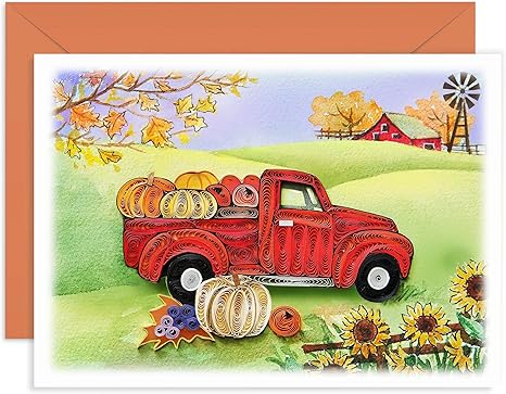 Retro Pumpkin Car Card Thanks Giving Thank You Birthday Anniversary