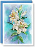 White Lily Sympathy Card Floral Anniversary Romantic Mother Day 13cm