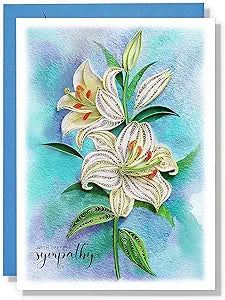White Lily Sympathy Card Floral Anniversary Birthday Romantic Thank
