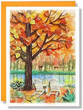 Yellow Autumn Card Floral Animal Seasonal Thank You Anniversary