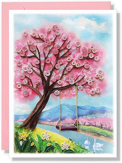 Pink Spring Card Floral Animal Seasonal Thank You Anniversary