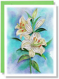 White Lily Card Floral Anniversary Romantic Mother Day 13cm 17cm