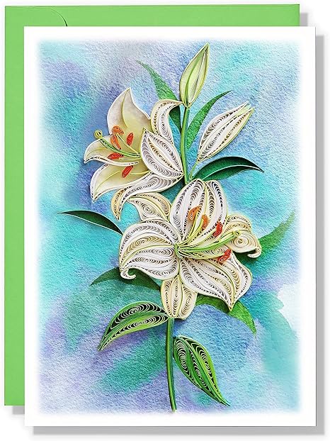 White Lily Card Floral Anniversary Romantic Mother Day 13cm 17cm